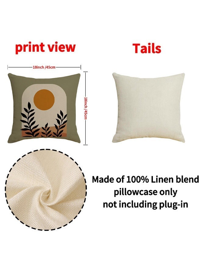 Optico Boho Pillow Covers, Boho Mid Century Sun Botanical Leaf Mountain Nature Throw Pillow Covers,Throw Pillow Covers 18×18 Set of 4,Bohemian Home Decor,Mid Century Geometric Outdoor Throw Cushion Cases for Couch Sofa Bedroom Decor Bohemian Gifts - Image 2